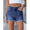 image:imageluvamia Jean Shorts for Women High Waisted Trendy Cuffed Hem Casual Summer Stretchy Comfortable 2026 Denim Mom ShortsDarkness Blue