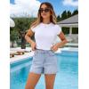 image:imageluvamia Jean Shorts for Women High Waisted Trendy Cuffed Hem Casual Summer Stretchy Comfortable 2026 Denim Mom ShortsRoadknight Blue