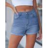 image:imageluvamia Jean Shorts for Women High Waisted Trendy Cuffed Hem Casual Summer Stretchy Comfortable 2026 Denim Mom ShortsSeaside Blue