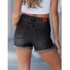 image:imageluvamia Jean Shorts for Women High Waisted Trendy Cuffed Hem Casual Summer Stretchy Comfortable 2026 Denim Mom ShortsWashed Black