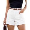 image:imageluvamia Jean Shorts for Women High Waisted Trendy Cuffed Hem Casual Summer Stretchy Comfortable 2026 Denim Mom ShortsCream White
