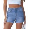 image:imageluvamia Jean Shorts for Women High Waisted Trendy Cuffed Hem Casual Summer Stretchy Comfortable 2026 Denim Mom ShortsSeaside Blue