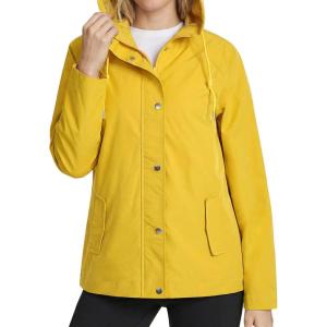 image:imageluvamia Rain Jacket Women Waterproof Lightweight Rain Coats Hiking Travel Windbreaker Raincoats with Adjustable HoodGold Yellow