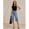 image:imageluvamia Capri Jeans for Women Wide Leg Trendy High Waisted Patch Pocket Loose Straight Casual Stretchy Denim Capri PantsBay Blue