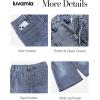 image:imageluvamia Capri Jeans for Women Wide Leg Trendy High Waisted Patch Pocket Loose Straight Casual Stretchy Denim Capri PantsBay Blue