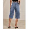 image:imageluvamia Capri Jeans for Women Wide Leg Trendy High Waisted Patch Pocket Loose Straight Casual Stretchy Denim Capri PantsBay Blue