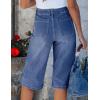 image:imageluvamia Capri Jeans for Women Wide Leg Trendy High Waisted Patch Pocket Loose Straight Casual Stretchy Denim Capri PantsClassic Blue