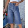 image:imageluvamia Capri Jeans for Women Wide Leg Trendy High Waisted Patch Pocket Loose Straight Casual Stretchy Denim Capri PantsClassic Blue
