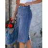 image:imageluvamia Capri Jeans for Women Wide Leg Trendy High Waisted Patch Pocket Loose Straight Casual Stretchy Denim Capri PantsClassic Blue