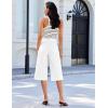 image:imageluvamia Capri Jeans for Women Wide Leg Trendy High Waisted Patch Pocket Loose Straight Casual Stretchy Denim Capri PantsCream White
