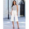 image:imageluvamia Capri Jeans for Women Wide Leg Trendy High Waisted Patch Pocket Loose Straight Casual Stretchy Denim Capri PantsCream White