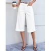 image:imageluvamia Capri Jeans for Women Wide Leg Trendy High Waisted Patch Pocket Loose Straight Casual Stretchy Denim Capri PantsCream White