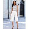 image:imageluvamia Capri Jeans for Women Wide Leg Trendy High Waisted Patch Pocket Loose Straight Casual Stretchy Denim Capri PantsCream White
