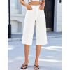 image:imageluvamia Capri Jeans for Women Wide Leg Trendy High Waisted Patch Pocket Loose Straight Casual Stretchy Denim Capri PantsCream White