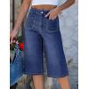 image:imageluvamia Capri Jeans for Women Wide Leg Trendy High Waisted Patch Pocket Loose Straight Casual Stretchy Denim Capri PantsDarkness Blue