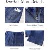 image:imageluvamia Capri Jeans for Women Wide Leg Trendy High Waisted Patch Pocket Loose Straight Casual Stretchy Denim Capri PantsDarkness Blue