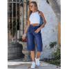 image:imageluvamia Capri Jeans for Women Wide Leg Trendy High Waisted Patch Pocket Loose Straight Casual Stretchy Denim Capri PantsDarkness Blue