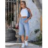 image:imageluvamia Capri Jeans for Women Wide Leg Trendy High Waisted Patch Pocket Loose Straight Casual Stretchy Denim Capri PantsLakeside Blue
