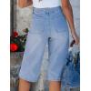 image:imageluvamia Capri Jeans for Women Wide Leg Trendy High Waisted Patch Pocket Loose Straight Casual Stretchy Denim Capri PantsLakeside Blue