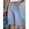 image:imageluvamia Capri Jeans for Women Wide Leg Trendy High Waisted Patch Pocket Loose Straight Casual Stretchy Denim Capri PantsLakeside Blue