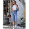 image:imageluvamia Capri Jeans for Women Wide Leg Trendy High Waisted Patch Pocket Loose Straight Casual Stretchy Denim Capri PantsMedium Blue