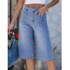 image:imageluvamia Capri Jeans for Women Wide Leg Trendy High Waisted Patch Pocket Loose Straight Casual Stretchy Denim Capri PantsMedium Blue