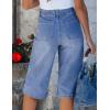 image:imageluvamia Capri Jeans for Women Wide Leg Trendy High Waisted Patch Pocket Loose Straight Casual Stretchy Denim Capri PantsMedium Blue