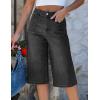 image:imageluvamia Capri Jeans for Women Wide Leg Trendy High Waisted Patch Pocket Loose Straight Casual Stretchy Denim Capri PantsWashed Black