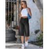 image:imageluvamia Capri Jeans for Women Wide Leg Trendy High Waisted Patch Pocket Loose Straight Casual Stretchy Denim Capri PantsWashed Black