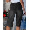 image:imageluvamia Capri Jeans for Women Wide Leg Trendy High Waisted Patch Pocket Loose Straight Casual Stretchy Denim Capri PantsWashed Black