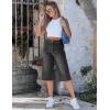 image:imageluvamia Capri Jeans for Women Wide Leg Trendy High Waisted Patch Pocket Loose Straight Casual Stretchy Denim Capri PantsWashed Black