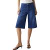 image:imageluvamia Capri Jeans for Women Wide Leg Trendy High Waisted Patch Pocket Loose Straight Casual Stretchy Denim Capri PantsDarkness Blue