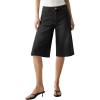 image:imageluvamia Capri Jeans for Women Wide Leg Trendy High Waisted Patch Pocket Loose Straight Casual Stretchy Denim Capri PantsWashed Black