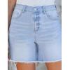 image:imageluvamia FleXclusive Jean Shorts for Women Trendy High Waisted Stretchy Denim Summer Raw Hem Mom Long Shorts Cutoff JortsAiry Blue