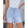 image:imageluvamia FleXclusive Jean Shorts for Women Trendy High Waisted Stretchy Denim Summer Raw Hem Mom Long Shorts Cutoff JortsAiry Blue
