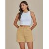 image:imageluvamia FleXclusive Jean Shorts for Women Trendy High Waisted Stretchy Denim Summer Raw Hem Mom Long Shorts Cutoff JortsKhaki