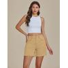 image:imageluvamia FleXclusive Jean Shorts for Women Trendy High Waisted Stretchy Denim Summer Raw Hem Mom Long Shorts Cutoff JortsKhaki