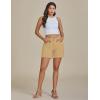 image:imageluvamia FleXclusive Jean Shorts for Women Trendy High Waisted Stretchy Denim Summer Raw Hem Mom Long Shorts Cutoff JortsKhaki