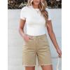 image:imageluvamia FleXclusive Jean Shorts for Women Trendy High Waisted Stretchy Denim Summer Raw Hem Mom Long Shorts Cutoff JortsSand