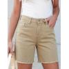 image:imageluvamia FleXclusive Jean Shorts for Women Trendy High Waisted Stretchy Denim Summer Raw Hem Mom Long Shorts Cutoff JortsSand