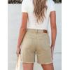 image:imageluvamia FleXclusive Jean Shorts for Women Trendy High Waisted Stretchy Denim Summer Raw Hem Mom Long Shorts Cutoff JortsSand