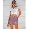 image:imageluvamia FleXclusive Jean Shorts for Women Trendy High Waisted Stretchy Denim Summer Raw Hem Mom Long Shorts Cutoff JortsTwilight Mauve