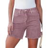 image:imageluvamia FleXclusive Jean Shorts for Women Trendy High Waisted Stretchy Denim Summer Raw Hem Mom Long Shorts Cutoff JortsTwilight Mauve