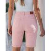 image:imageluvamia Bermuda Jean Shorts for Women Knee Length High Waisted Trendy Cuffed Hem Long Stretchy Denim Shorts Summer JortsCandy Pink