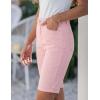 image:imageluvamia Bermuda Jean Shorts for Women Knee Length High Waisted Trendy Cuffed Hem Long Stretchy Denim Shorts Summer JortsCandy Pink