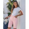 image:imageluvamia Bermuda Jean Shorts for Women Knee Length High Waisted Trendy Cuffed Hem Long Stretchy Denim Shorts Summer JortsCandy Pink