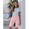 image:imageluvamia Bermuda Jean Shorts for Women Knee Length High Waisted Trendy Cuffed Hem Long Stretchy Denim Shorts Summer JortsCandy Pink