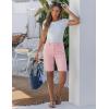 image:imageluvamia Bermuda Jean Shorts for Women Knee Length High Waisted Trendy Cuffed Hem Long Stretchy Denim Shorts Summer JortsCandy Pink