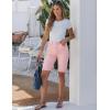 image:imageluvamia Bermuda Jean Shorts for Women Knee Length High Waisted Trendy Cuffed Hem Long Stretchy Denim Shorts Summer JortsCandy Pink