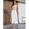image:imageluvamia Jean Skirts for Women High Waisted Midi Denim Drawstring Elastic Waist Long Skirt with Pockets Front SlitCream White
